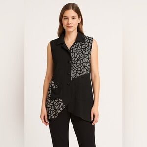 IC by Connie K Asymmetrical Artistic Vest – Black & White – Size L – Made in USA